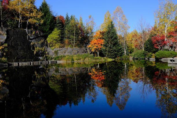 国営滝野すずらん丘陵公園　水鏡に映る紅葉を見よう